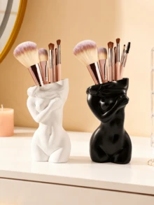 1件艺术感女性造型树脂刷架，这款独特的人体造型收纳盒可收纳化妆刷。非常适合用于梳妆台、梳妆台，为卧室或浴室装饰增添艺术气息。爱美人士的理想之选。 - 彩色 - 查看 8