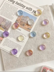 10 件创意可爱仿水晶树脂图钉，透明闪光半圆形图钉，适用于办公室装饰、软木板、照片墙、地图固定、文具工具 - 透明水晶圖釘 - 查看 2