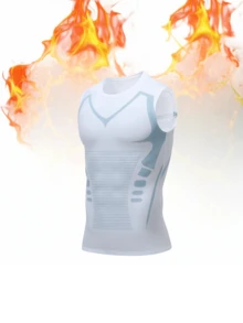 2 Packs Of Men's Thin Fleece Compression Shirts, Shaping Sleeveless Vests, Suitable For Running, Sports And Exercise Base T-Shirts - White - View 5