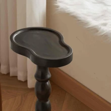 طاولة جانبية على شكل قرع خشبية، طاولة قهوة عتيقة، طاولة كنبة، مناسبة للغرفة المعيشية والنوم والمكتب، باللون الأسود، طاولة خارجية متحركة