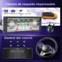Autoestéreo 1 Din Pantalla Táctil 6.9'' Carplay Mirrorlink Bluetooth FM GPS WIFI Camara Control del volante - Negro - Ver 6