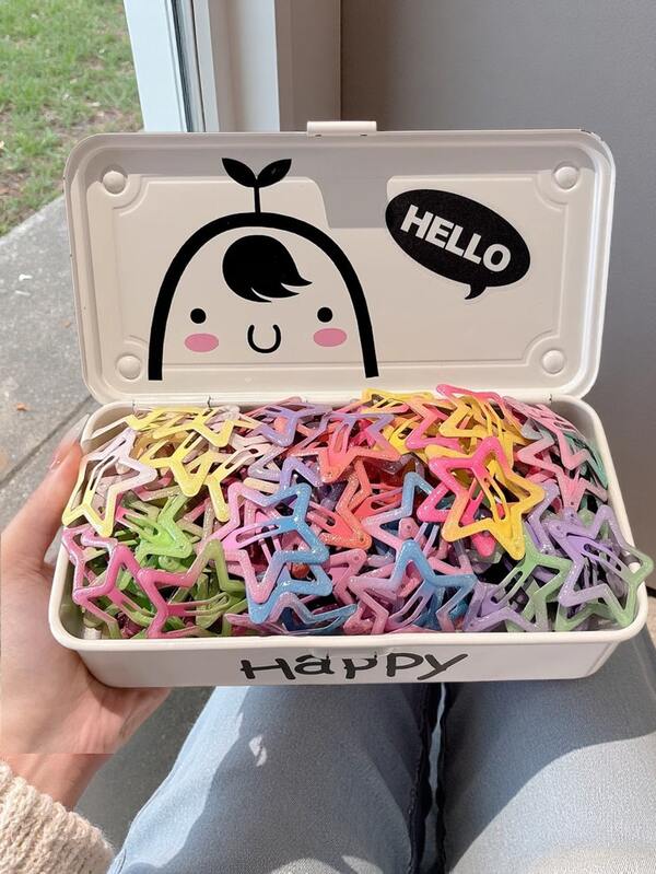 Cute Y2K Star Hair Clips, Aesthetic French Barrettes For Women & Girls, Secure-Grip For Thick Hair, 2025 New Daily & Party Wear, Ideal Christmas Gift Set