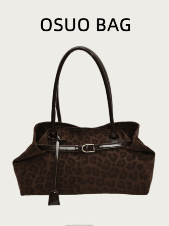 Vintage Large Capacity Patchwork Leopard Print Shoulder Tote Bag, Casual Classic Minimalist Commuter Handbag For Women, Autumn/Winter, New Fall Winter Cheetah Print Purse For Women