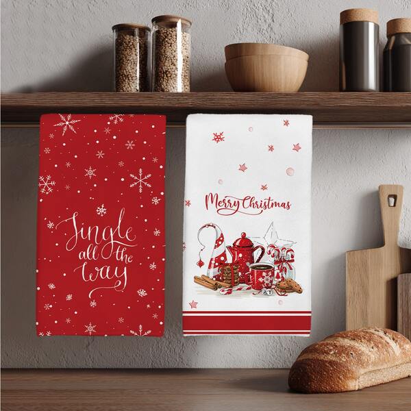 2pcs Christmas Snowflake & Cookie Pattern Kitchen Towels, 40*60cm Soft Microfiber Material Tea Towels, Suitable For Home, Kitchen, Restaurant, Outdoor Camping, Tabletop Cleaning, Dish Washing, Christmas Holiday Gift