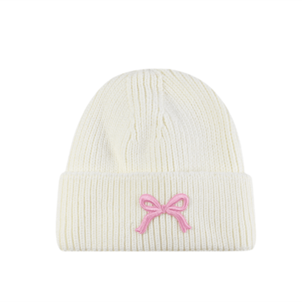 Bow Beanies For Women Winter Warm Knitted Hats Soft Skull Caps For Outdoor Activities