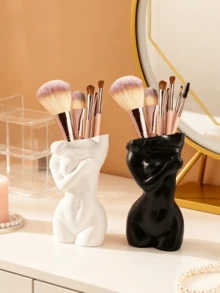 1件艺术感女性造型树脂刷架，这款独特的人体造型收纳盒可收纳化妆刷。非常适合用于梳妆台、梳妆台，为卧室或浴室装饰增添艺术气息。爱美人士的理想之选。 - 彩色 - 查看 6