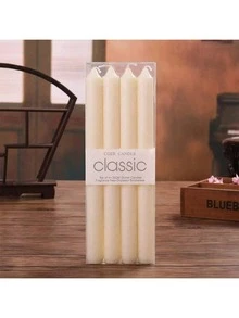 4pcs Classic European Style Smokeless Odorless Pole Wax Romantic Wedding Western Meal Ivory White Color Long Pole Candle Ornament Candle Western Banquet Candle,Room Decor,Gifts Birthday Graduation