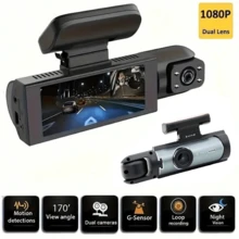 Dual Lens Dash Cam With Night Vision, Dual 1080P Front And Embedded Cameras, Wide Angle Car DVR, 3.16" IPS Screen, 24-Hour Motion Sensor Parking Mode, 32GB Memory Card Loop Recording