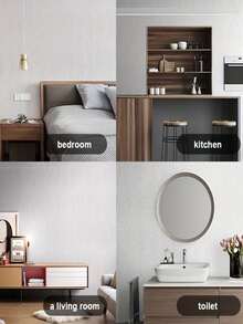 Peel & Stick 3D Linen Wallpaper - Waterproof, Removable Contact Paper For Living Room, Bedroom, Kitchen, Dorm Decor - Easy Apply Solid Color Wall Sticker Rolls