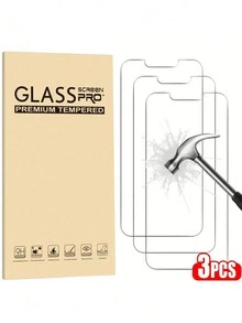 3 Packs Tempered Glass Screen Protector Compatible With Apple 16e/11/12/13/16/16 PRO MAX/14/15 Pro Max, Mini, 17/17 Pro/17 Pro Max/17 Air - HD Glossy Finish, 9H Hardness, Suitable For Phone Cases, Scratch/Shatterproof, Waterproof, Anti-Fingerprint, Easy To Install