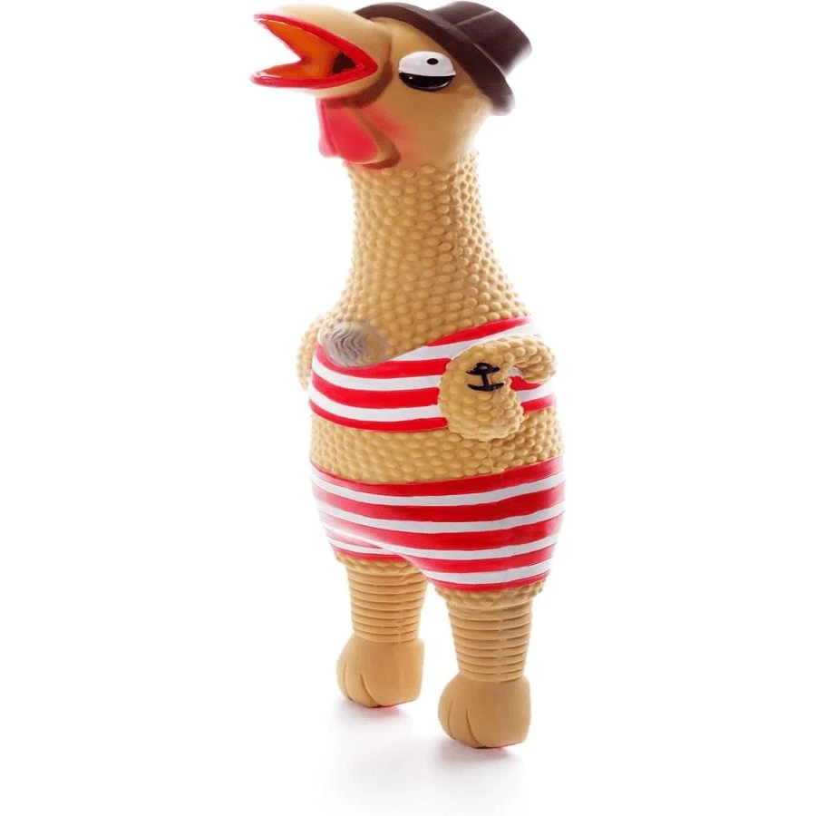 Outward Hound By Charming Pet Squawkers Earl Latex Squeaky Rubber Chicken Dog Toy, Funny Interactive Holiday Toy For Dogs, Large Size - 瘸腿爺爺 - 查看 1