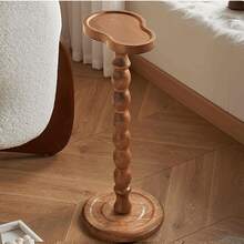 طاولة جانبية على شكل قرع خشبية، طاولة قهوة عتيقة، طاولة كنبة، مناسبة للغرفة المعيشية والنوم والمكتب، باللون الأسود، طاولة خارجية متحركة