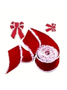 1卷圣诞天鹅绒装饰丝带，DIY圣诞花环装饰，用于包装鲜花礼品、蝴蝶结、DIY派对装饰、情人节装饰，适用于房间装饰、圣诞装饰、家居圣诞装饰、圣诞礼物、生日配饰、礼品包装用品、冬季圣诞装饰、家居圣诞礼物、圣诞装饰