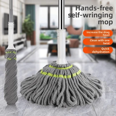 All-In-One Spin Mop - Wet & Dry Use, Adjustable Handle, Easy Cleaning | Hands-Free Cleaning Tool For Kitchen, Bathroom & Hardwood Floors | Durable Plastic Frame With Reusable Mop Pad | Multi-Purpose Deep Cleaning | Space-Saving Floor Cleaning Essential | Apartment & Dorm Cleaning Supplies | Home Organization