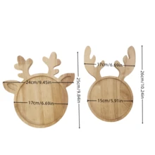 1PC Cute Deer Shaped Wooden Serving Tray, Nordic Style Fruit Nut Plate For Home Kitchen Party, Cross - Border Tableware