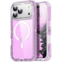 适用于 iPhone 16/15/14/13/12/11 系列透明手机壳，兼容 MagSafe，三层磁性充电盒，iPhone 16 Pro Max 重型防震防摔手机壳，适用于圣诞节、生日、新年礼物、冬季、送给家人、朋友、生日、女朋友、男朋友的礼物 - 紫色 - 查看 30
