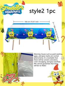 SpongeBob SquarePants 1件一次性海绵宝宝主题桌布，派对用品，生日派对装饰，营造最佳节日派对氛围，适合朋友聚会，完美的派对装饰，家居装饰，圣诞礼物，毕业礼物，情人节礼物（送给女朋友），适合生日庆祝，纪念品，女士纪念品，可爱美学，情人节礼物，家居装饰，情人节礼物，圣诞装饰 - 彩色 - 查看 6