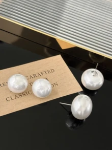 1 đôi Đồ trang trí Ngọc Trai giả Bông tai stud - trắng - Xem 6