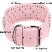 Hoot PU Leather Adjustable Spiked Studded Dog Collar 2" Wide 25 Spikes (XS(Neck 15"-18"), Black) - MàuD - Xem 3