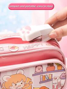 Mini Cute Cat's Paw Stapler 3-In-1 Available Office Study Portable Binding Documents Test Papers Student Cartoon Multifunctional Binding Machine With Staple Binding Machine Small Stationery Stapler Set Back To School Season