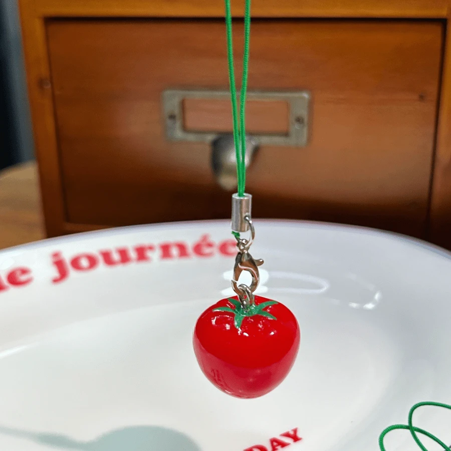 Three-Dimensional Fresh And Transparent Tomato Mobile Phone Chain Decorative Pendant Ins Wind Simulation Food Play Tomato Pendant Accessories - 透色西紅柿-深綠色手機線 - 查看 1