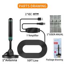 2025 高清电视天线，室内使用 - 远程接收距离可达 180 英里，1080P 和 4K 超高清，支持 HDTV、DVB-T2、DTMB、ATSC、ISDB-T、DAB/FM、建筑 - 黑色 - 查看 8