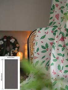 1 Stück Weihnachts-Fenstervorhang mit grünen Blättern, roten Beeren und Quasten, Herbstdekoration, schafft festliche Atmosphäre, geeignet für Wohnzimmer, Küche, Zuhause, Feiertags-Dekoration, Geschäfte, Cafés