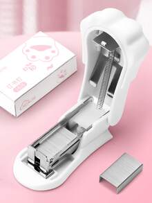 Mini Cute Cat's Paw Stapler 3-In-1 Available Office Study Portable Binding Documents Test Papers Student Cartoon Multifunctional Binding Machine With Staple Binding Machine Small Stationery Stapler Set Back To School Season