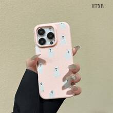 Small Ghost Phone With A Lychee Texture Design Is Compatible With 16 Pro, 16, 15 Pro, 14, 14 Plus, 13, 13 Pro, 12 Pro, And 12 Pro Models, It Makes A Birthday Present That Is Durable And Resistant To Fingerprints Phone - Yellow - View 7