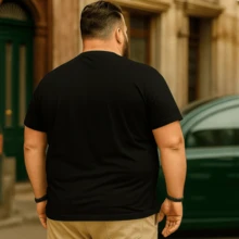 Men's Plus Size Short Sleeve Summer T-Shirt Blouse Various Colors Basic Plain G1 To G5 - màu đen - Xem 3