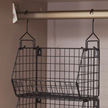 3 piezas apilables canastas de almacenamiento de alambre colgando organizadores de armario para ropa fruta vegetal,Perfecto para almacenar frutas y verduras, ropa, toallas, guantes, bufandas, artículos de aseo, juguetes para bebés, revistas, etc. - Negro - Ver 2