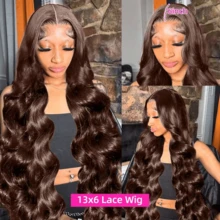 CEXXY #4 13x6 HD Lace Front Wig For Women, Chocolate Brown Wavy, 100% Brazilian Remy Human Hair, Pre-Cut, 200 Density, Comfortable To Wear, Natural Looking, Perfect For Dating, Shopping, Party - S4 - 查看 8