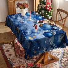1/20 piezas Mantel con tema navideño, estilo sueño romántico, tema azul, diseño de patrón de bolas de Navidad, lavable, adecuado para el hogar, la cocina, el restaurante, la fiesta, la decoración de mesa festiva, el banquete, la boda, la decoración navideña, regalo - Multicolor - Ver 17
