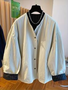 女士双面夹克，休闲风衣外套，宽松版型，百搭，2025 年春秋季新品 - 杏色 - 查看 3