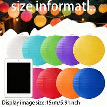 10pcs Chinese/Japanese Style Round Paper Lanterns, Hanging Garden Compact Paper Lanterns, Foldable Spherical Paper Lanterns - 6 Inches - Paper Lantern - View 7