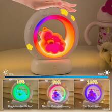 Luz nocturna de gato durmiendo RGB, luz de cama recargable por USB, luz LED colorida, lámpara de escritorio con función de degradado de color, diseño lindo, adecuada para luces decorativas en dormitorios, salas de estar y oficinas