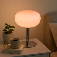 Luxury Pink Glass Table Lamp Romantic Bedside Lighting Premium Mushroom Lamp Holiday Gift For Christmas Valentines Day