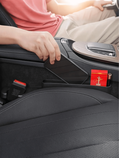 صندوق تخزين لملء فجوة مقعد السيارة، حاجز مانع للتسرب، مانع الانزلاق، رف تخزين الهاتف/المفاتيح