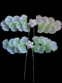 1 件优雅绿色竹花造型发夹，长 10 厘米，中式风格发饰，五瓣竹叶设计，金属材质，易于使用 - 高品质设计，简约时尚，合金材质，方便使用 - 彩色 - 查看 9