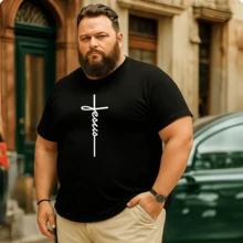 Men's Plus Size Short Sleeve Summer T-Shirt Blouse Various Colors Basic Plain G1 To G5 - màu đen - Xem 2