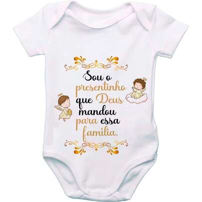 Body de Bebê Personalizado Roupinha Sou o Presentinho de Deus para a Familia