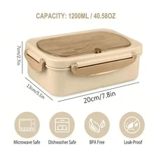 1 Student Lunch Box, 33.81 Ounce Leak Proof Lunch Box, With Utensils, Suitable For Microwave Heating (3 Compartments), Leak Proof Food Container, Suitable For Work, Back To School, College, Outdoor Dining, Essential For Returning To School - Multicolor - View 6