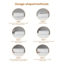 USB 供电壁炉加湿器，带精油扩散器 - 彩色灯光、可调节定时器、用完自动关闭 - 彩色 - 查看 8