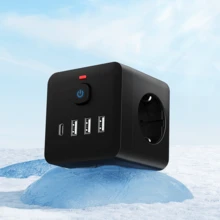 1 Piece 7-In-1 Multi-Function Power Strip, Equipped With Surge Protector, 3 EU Power Sockets, 3 USB-A Ports, 1 USB-C Port, Wall Adapter With Overload Protection And Independent Switch, Suitable For Home, Office, Travel, Bedroom, Gaming Room And Other Scenarios - EU F Type Plug(220-240V) - View 14