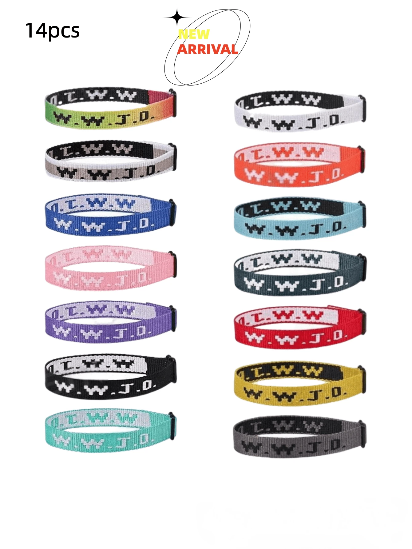 6/8/14pcs WWJD Christian Bracelet Set, Unisex, WWJD Bracelets Bulk, Christian Gift, Adjustable Wristband - What Would Jesus Do Bracelet - Multicolor - View 1