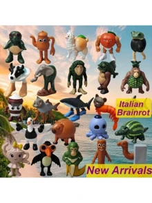 24-Piece Italian Brainrot Character Collectible Doll Set - Tungtungtung Sahur PVC Statue, Featuring Expressive Eyes, Poses, And Multi-Color Options (Green, Pink, Blue, Black, Brown, White, Gray, Red, Gold) - Chibi-Style Mini Figures Suitable For Game Enthusiasts, For Display And Shelf Decoration, Birthday/Holiday Gifts, Italian-Themed Collectible Set, With Labeled Characters And Expressions, Multi-Color Options. - Multicolor - View 4