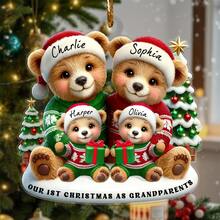 Personalized Elephant Family Christmas Decorations, Customized Bear Christmas Decorations, Gifts For Family Members For Christmas, Customized Family Name Decorations,Elegant Living,Artful Living - Bear - View 2