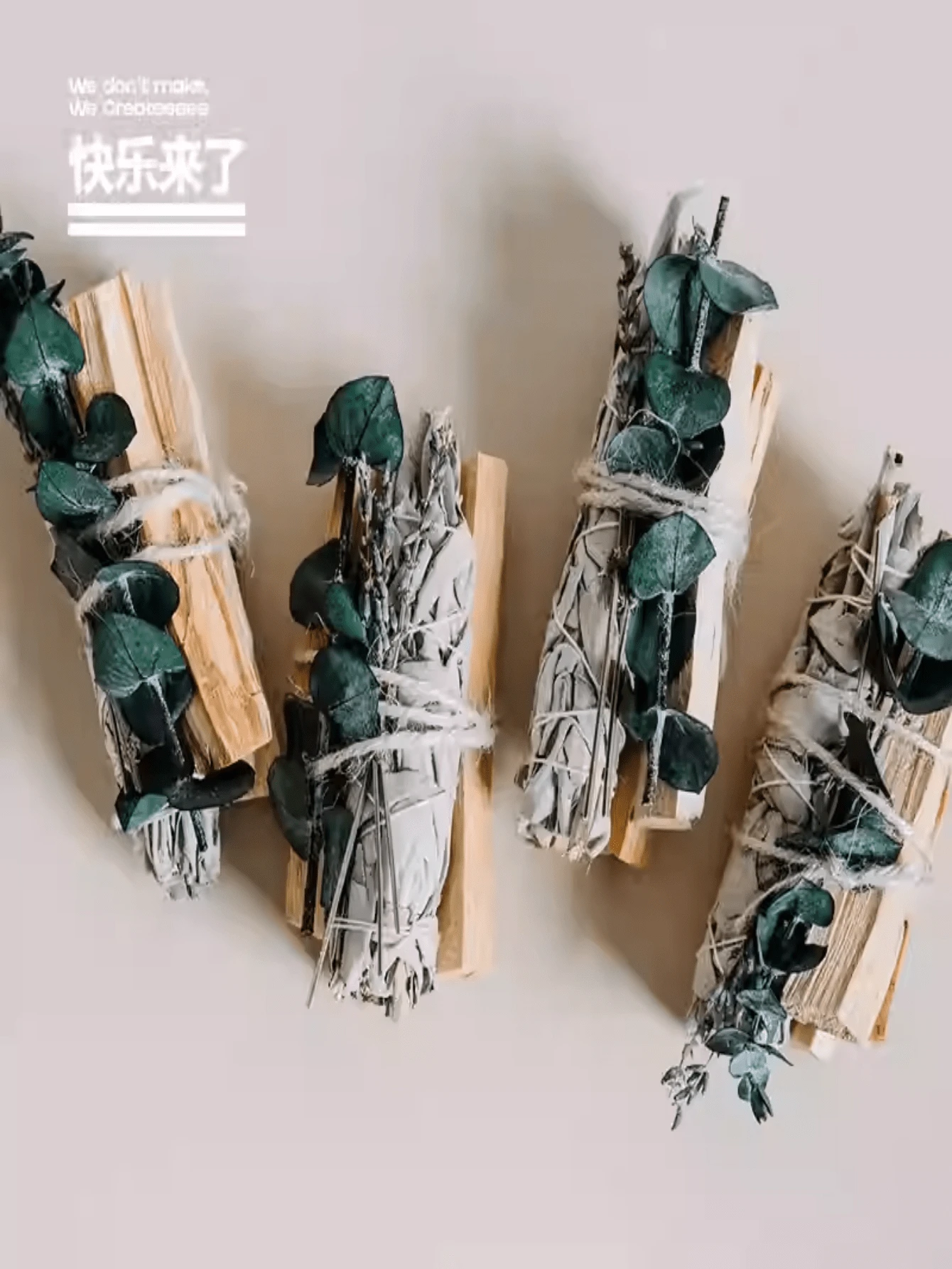 Vara de sahumerio aromática de salvia blanca, palo santo, eucalipto y lavanda, con aroma relajante y sanador a vainilla