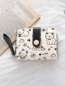 Short Women's Wallet Simple Cute Kitten Pattern Coin Purse Multi-Functional Card Holder With Multiple Card Slots Money Bag For Women Money Wallet Mini Wallet Purse Wallet Fall Autumn Cute Wallet Small Wallet Wristlet Wallet