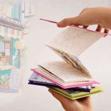 كتاب رسم مائي أكورديون، كتاب تلوين للكبار، كتاب رسم DIY، دفتر رسم مائي، مع فرشاة رسم واحدة مرفقة